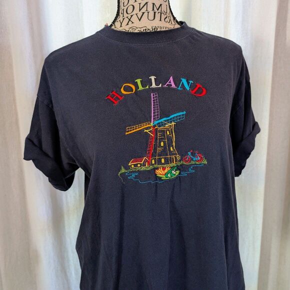 Vintage Y2K Kidcore Holland Retro Navy Baby Tee - Picture 1 of 6